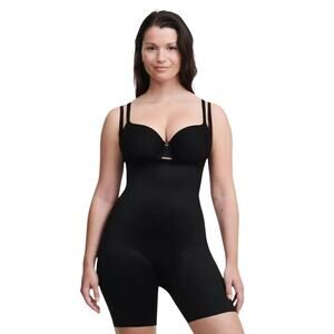 NWT! Chantelle Basic Shaping Open Bust Mid-Thigh Black Shaperwear - Size XXL